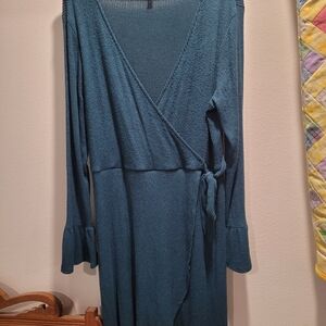 Xhilaration Teal Faux Wrap Dress